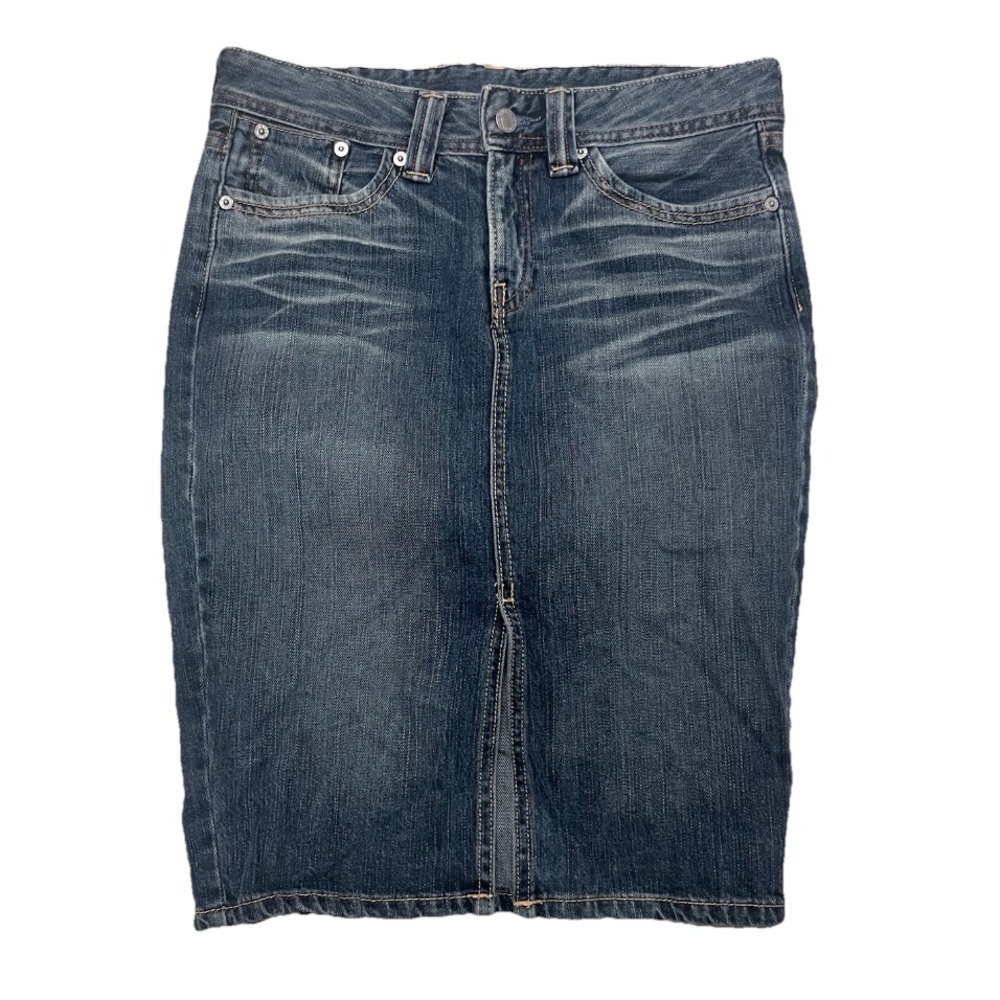 Levi's Vintage Denim Midi Jean Skirt Size Small 30” Waist Blue Jean Classic Y2K